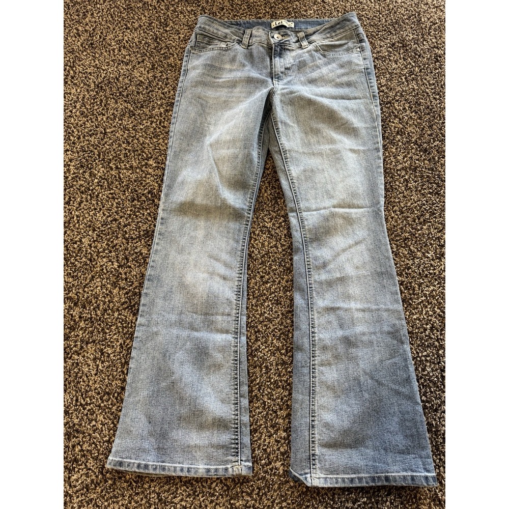 Lei Sophia Hipster Flare Denim Jeans Size 30X30 Mid Rise Pockets Light Wash